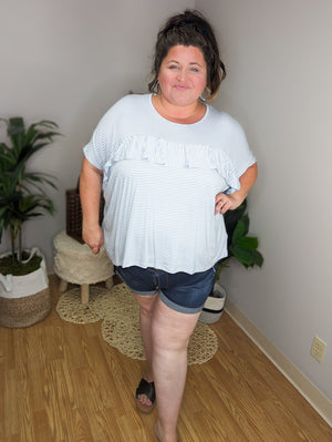 Seersucker Style Flowy Short Sleeve Top