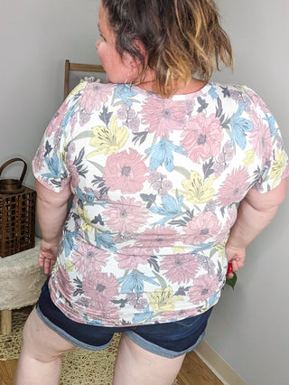 Blissed Out Blooms Worn In Floral Tee (3colors)