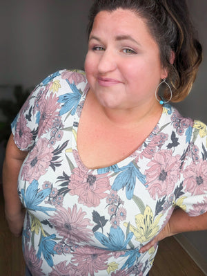 Blissed Out Blooms Worn In Floral Tee