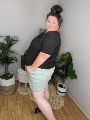 SALE- Shelby Aloe Green High-Rise Shorts