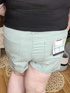 SALE- Shelby Aloe Green High-Rise Shorts