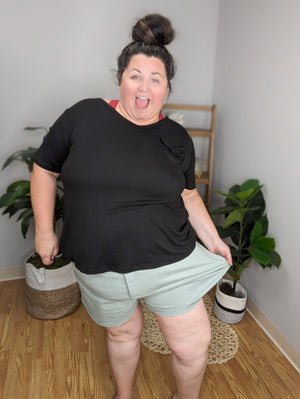 SALE- Shelby Aloe Green High-Rise Shorts
