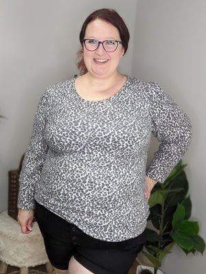 SALE- Leila Leopard Puff Sleeve Soft Top