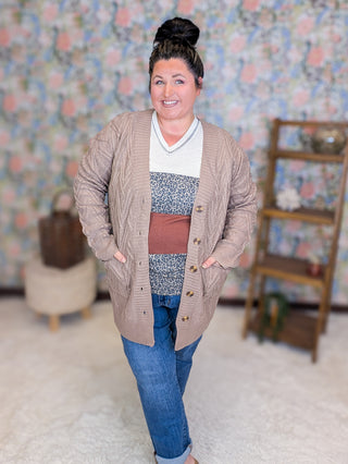 Brooke Textured Sweater Cardigan w/Oversized Buttons (4 Colors)