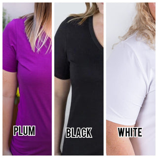 Willa Perfect Cut Classic Vneck Tee (Solids)-1- ShortSlv/Slvless Tops-MICHELLE MAE-Styled by Stacked - A Plus Size Women's Boutique in Lakeville, MN