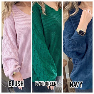 Talina Balloon Sleeve Textured Sweater in Solids (5 colors!)-2- Long Sleeve Tops-MICHELLE MAE-Styled by Stacked - A Plus Size Women's Boutique in Lakeville, MN