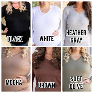 Larissa Premium Vneck Long Sleeve in Solids (11 COLORS!)-2- Long Sleeve Tops-MICHELLE MAE-Styled by Stacked - A Plus Size Women's Boutique in Lakeville, MN