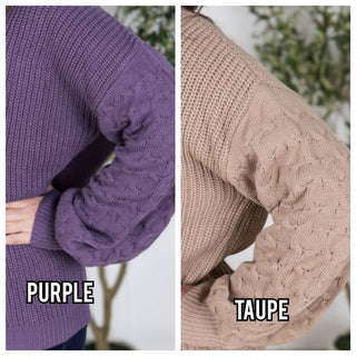 Talina Balloon Sleeve Textured Sweater in Solids (5 colors!)-2- Long Sleeve Tops-MICHELLE MAE-Styled by Stacked - A Plus Size Women's Boutique in Lakeville, MN