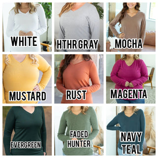 Everett Premium Long Sleeve Layering Top w/Thumbholes (9 COLORS)-2- Long Sleeve Tops-Michelle Mae-Styled by Stacked - A Plus Size Women's Boutique in Lakeville, MN