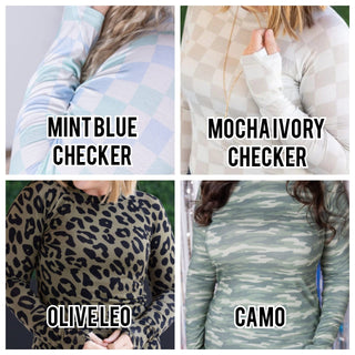 Blair Mockneck Long Sleeve w/Thumbholes in Prints (Non-Florals)-2- Long Sleeve Tops-MICHELLE MAE-Styled by Stacked - A Plus Size Women's Boutique in Lakeville, MN