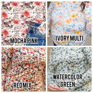 Blair Mockneck Long Sleeve w/Thumbholes in Florals (12 Prints)-2- Long Sleeve Tops-MICHELLE MAE-Styled by Stacked - A Plus Size Women's Boutique in Lakeville, MN
