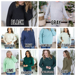 Annie Luxe Brushed Ribbed Pullovers in Solids (18 COLORS)-2- Long Sleeve Tops-MICHELLE MAE-Styled by Stacked - A Plus Size Women's Boutique in Lakeville, MN