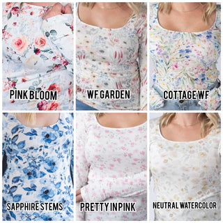 Bailey U-Neck Long Sleeve in Florals (6 Prints)