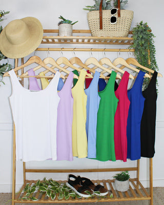 Logan U-Neck Ribbed Tank in Solids