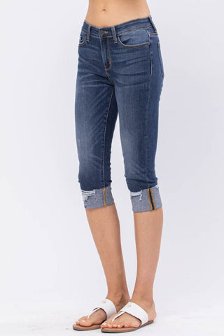 Judy Blue Distressed Cuff Skinny Capri
