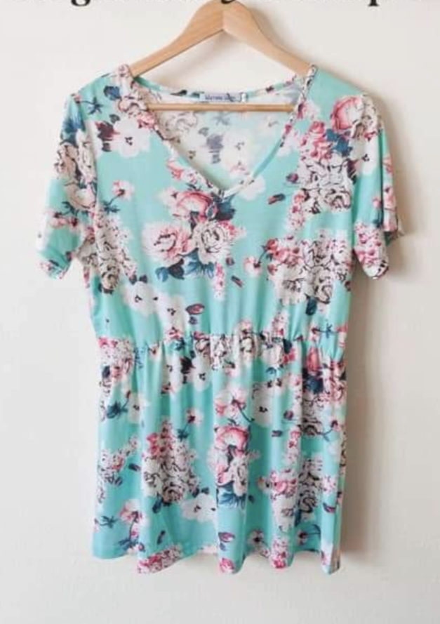 SALE- AQUA FLORAL MINI RUFFLE XL
