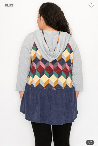 Maisie Plaid Accent Hooded Top