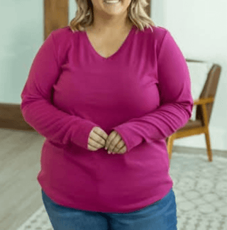 Everett Premium Long Sleeve Layering Top w/Thumbholes (9 COLORS)-2- Long Sleeve Tops-Michelle Mae-Styled by Stacked - A Plus Size Women's Boutique in Lakeville, MN