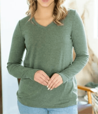Everett Premium Long Sleeve Layering Top w/Thumbholes (9 COLORS)-2- Long Sleeve Tops-Michelle Mae-Styled by Stacked - A Plus Size Women's Boutique in Lakeville, MN