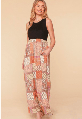 Stacy Black Top Maxi Dress w/Paisley Patchwork Bottom-11- Dress/Romp/Jump-HAPTICS-Styled by Stacked - A Plus Size Women's Boutique in Lakeville, MN