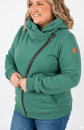 PHC Adria Asymmetrical Zip Outerwear Sweatshirt in Solids (4 Colors)-2- Long Sleeve Tops-MICHELLE MAE-Styled by Stacked - A Plus Size Women's Boutique in Lakeville, MN