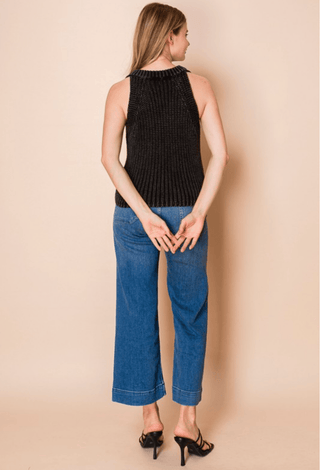Antonia Chunky Knit Sweater Vest in Washed Black