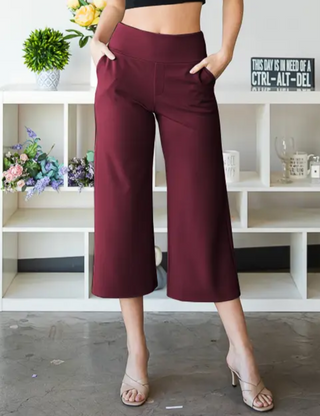 Chloe Pull On Wide Crop Pant (3 Colors)