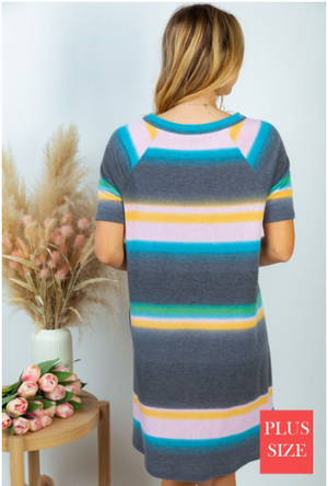 Amy Lace Up Summer Stripes Dress