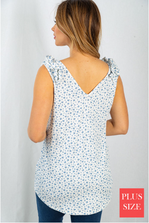 Kara Ditsy Floral Ruffle Shoulder Tank