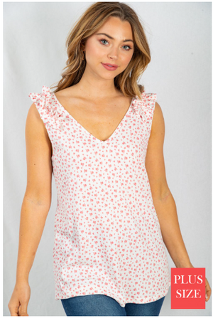 Kara Ditsy Floral Ruffle Shoulder Tank