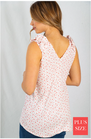 Kara Ditsy Floral Ruffle Shoulder Tank