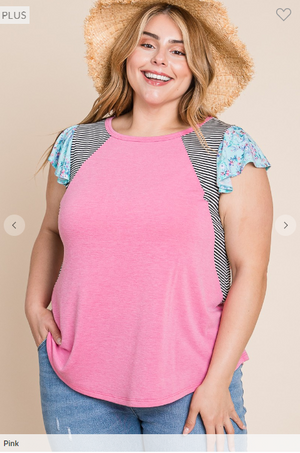 Afternoon Delight Floral Flutter Sleeve Top