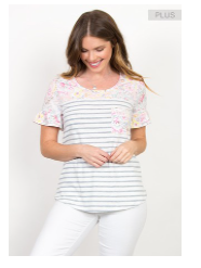 SALE- At The Mixer Floral + Stripes Top