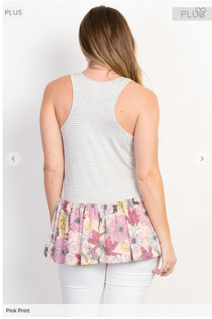 Blossom Blocked Stripe + Floral Flowy Tank (3 colors)