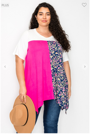 Garden Groove Floral Colorblock Tunic Top (2 colors)