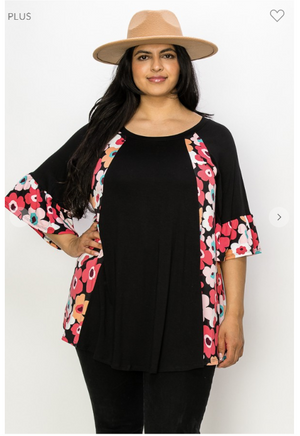 Curvy Contrast Flattering Blocked Tunic