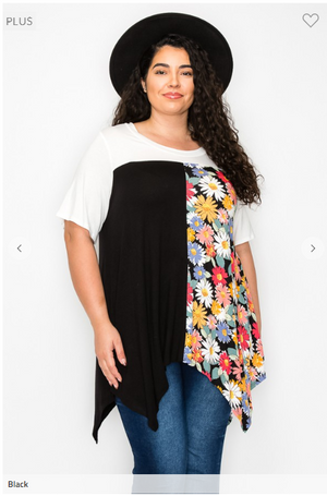 Garden Groove Floral Colorblock Tunic Top (2 colors)