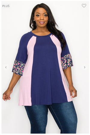 Curvy Contrast Flattering Blocked Tunic