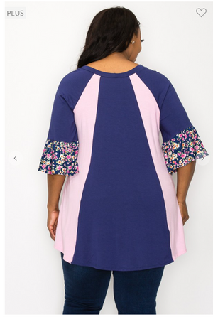 Curvy Contrast Flattering Blocked Tunic