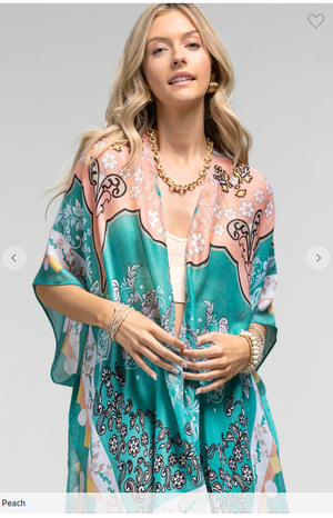 Just Peachy Teal + Peach Kimono