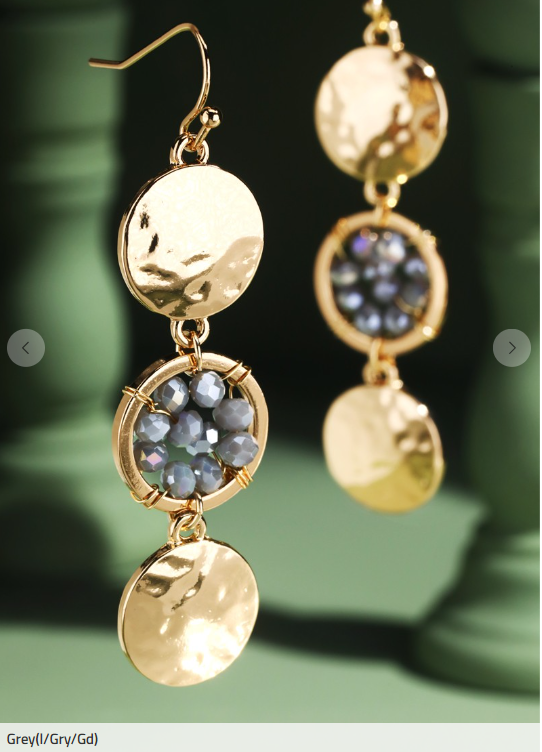 Hammered Honey Gold + Bead Earrings