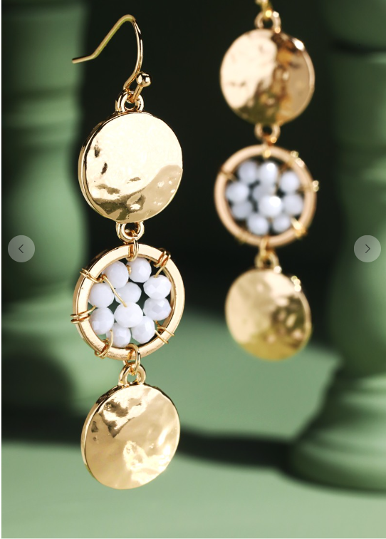 Hammered Honey Gold + Bead Earrings