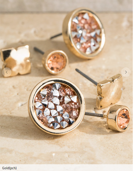 3 Set Glitter Rhinestone Earrings