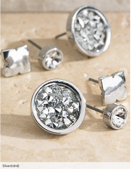 3 Set Glitter Rhinestone Earrings