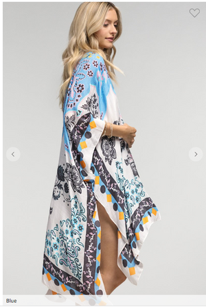 Misty Meadows Blue Paisley and Floral Kimono
