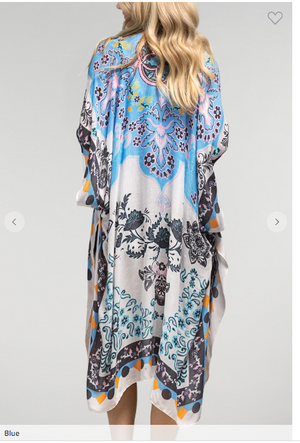 Misty Meadows Blue Paisley and Floral Kimono