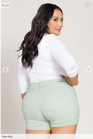 SALE- Shelby Aloe Green High-Rise Shorts