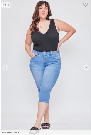 SALE- Mindy High-Rise 2 Button Capri (3 washes)