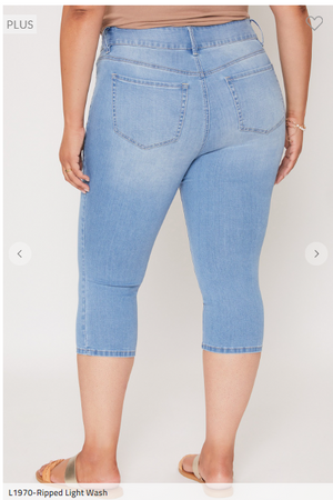 SALE- Mindy High-Rise 2 Button Capri (3 washes)