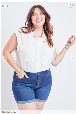 SALE- Elizabeth Exposed Button Cuff Shorts (3 washes)